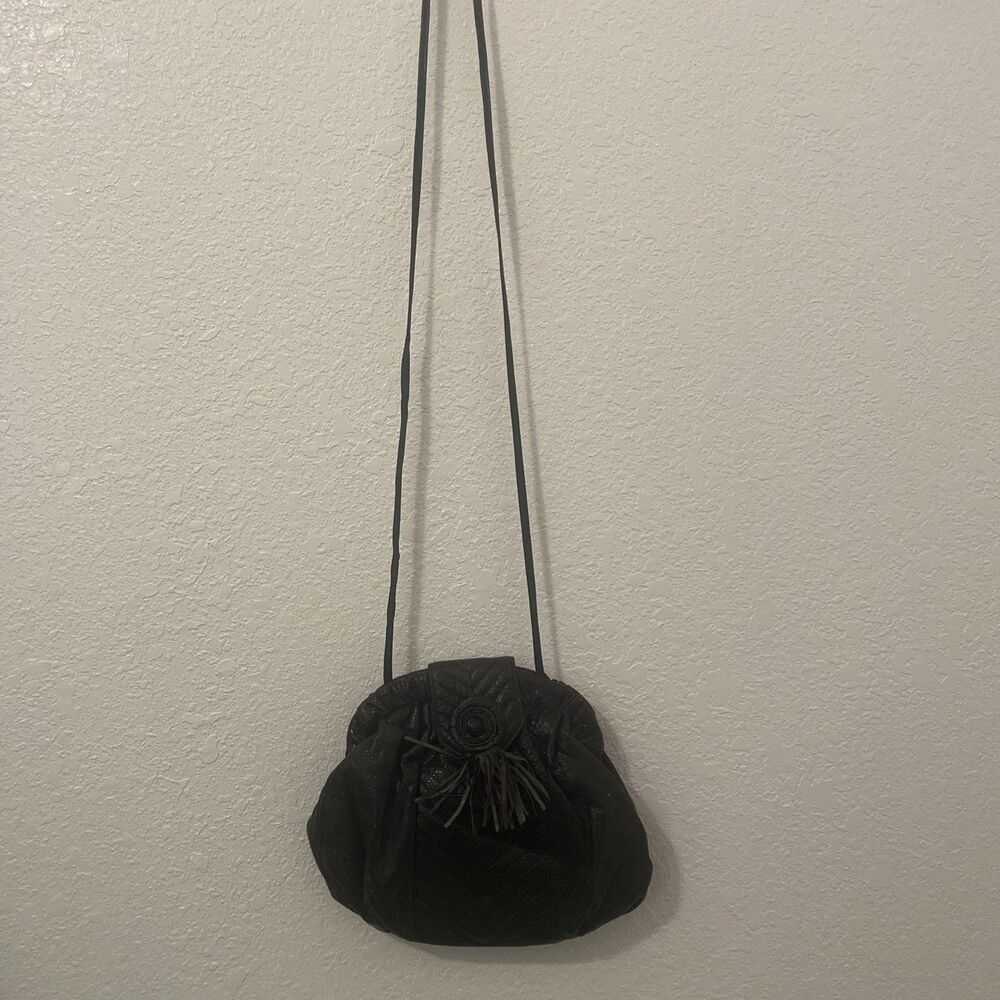 Vtg Sharif Purse Clutch Handbag Crossbody Black Leather Flap Vintage Bag
